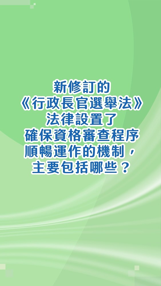 新修訂的《行政長官選舉法》法律設置了確保資格審查程序順暢運作的機制，主要包括哪些？